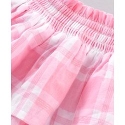 Babyhug Mid Thigh Length Umbrella Cut Checked Skirt - Pink