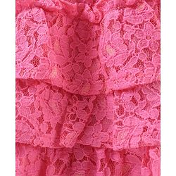 Babyhug Mid Thigh Length Cotton Skirt With Lace Detailing Solid- Pink