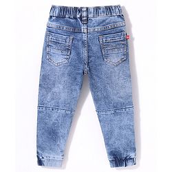 Babyhug Cotton Full Length Stretchable Denim Jeans Solid - Blue
