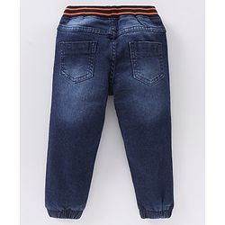 Babyhug Full Length Denim Washed Embroidered Jeans With Stretch - Blue