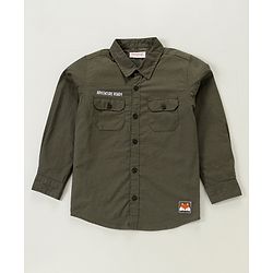 Babyhug Cotton Full Sleeves Shirt Solid Color - Olive