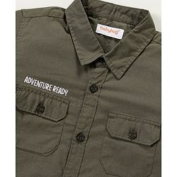 Babyhug Cotton Full Sleeves Shirt Solid Color - Olive