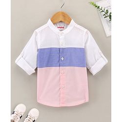 Babyhug Full Sleeves Color Block Print Cut & Sew Shirt - White