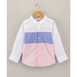 Babyhug Full Sleeves Color Block Print Cut & Sew Shirt - White