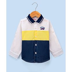 Babyhug Cotton Full Sleeves Shirt Color Block - White Blue