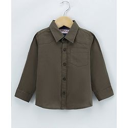 Babyhug Cotton Full Sleeves Solid Shirt With A T-shirt Text Print- Olive