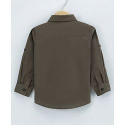 Babyhug Cotton Full Sleeves Solid Shirt With A T-shirt Text Print- Olive