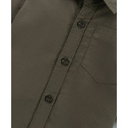 Babyhug Cotton Full Sleeves Solid Shirt With A T-shirt Text Print- Olive