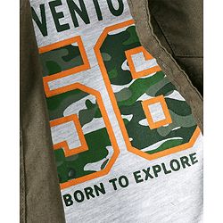 Babyhug Cotton Full Sleeves Solid Shirt With A T-shirt Text Print- Olive