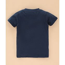 Babyhug Cotton Knit Half Sleeves T Shirt Printed - Navy Red