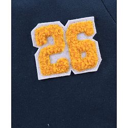 Babyhug Full Sleeves Cotton Knit Front Open Sweat Jacket with Crown & Numeric Embroidery - Navy Green