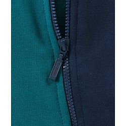 Babyhug Full Sleeves Cotton Knit Front Open Sweat Jacket with Crown & Numeric Embroidery - Navy Green