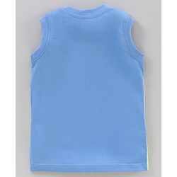 Babyhug Cotton Sleeveless T-Shirt Colour Blocked - White Melange & Blue