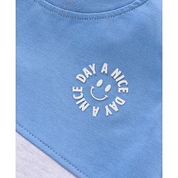 Babyhug Cotton Sleeveless T-Shirt Colour Blocked - White Melange & Blue