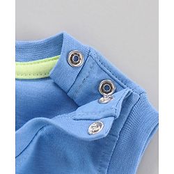 Babyhug Cotton Sleeveless T-Shirt Colour Blocked - White Melange & Blue