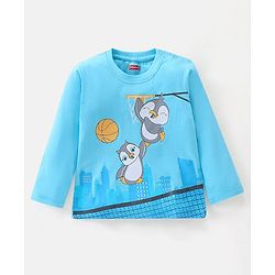 Babyhug Cotton Knit Full Sleeves T-Shirt birds Print - Sky Blue