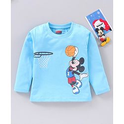 Babyhug Full Sleeves T-Shirt Mickey Mouse Print - Blue