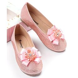 Cute Walk by Babyhug Embellished Slip On Bellies with Bow Applique - Pink