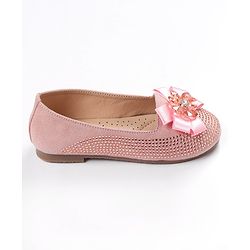 Cute Walk by Babyhug Embellished Slip On Bellies with Bow Applique - Pink