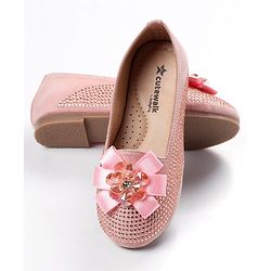 Cute Walk by Babyhug Embellished Slip On Bellies with Bow Applique - Pink