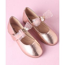 Cute Walk by Babyhug Velcro Closure Bellies With Bow Applique Lace & Pearl Detailing- Gold
