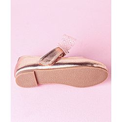 Cute Walk by Babyhug Velcro Closure Bellies With Bow Applique Lace & Pearl Detailing- Gold