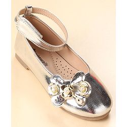 Cute Walk by Babyhug Velcro Closure Party Wear Bellies Bow Applique - Silver
