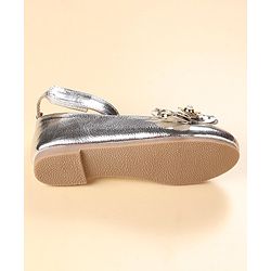 Cute Walk by Babyhug Velcro Closure Party Wear Bellies Bow Applique - Silver