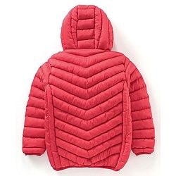 Babyhug Nylon Full Sleeves Solid Color Hooded Heavy Winter Jacket - Red
