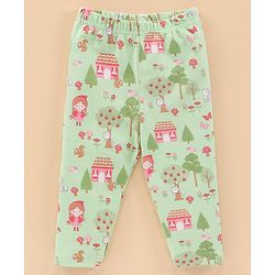 Babyhug Cotton Knit Full Sleeves Top & Pant Set Multiprint - Grey Green