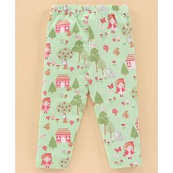 Babyhug Cotton Knit Full Sleeves Top & Pant Set Multiprint - Grey Green