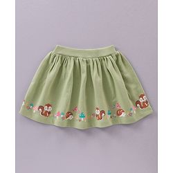 Babyhug Full Sleeves Top and Printed Skirt - Apricot Blush Olive