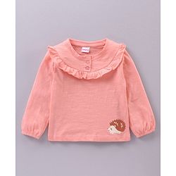 Babyhug Full Sleeves Top and Printed Skirt - Apricot Blush Olive