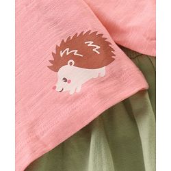 Babyhug Full Sleeves Top and Printed Skirt - Apricot Blush Olive