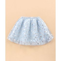 Babyhug Short Sleeves Top & Skirt Set Butterfly Foil Print - Blue