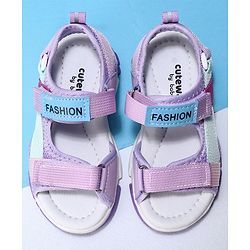 Cute Walk by Babyhug Velcro Sandals Fashion Print - Purple