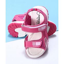 Cute Walk by Babyhug Velcro Sandals Fashion Print  - Peach