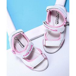Cute Walk by Babyhug Velcro Sandals Logo Print - White