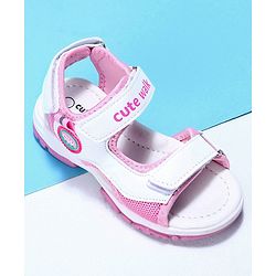 Cute Walk by Babyhug Velcro Sandals Logo Print - White