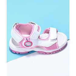 Cute Walk by Babyhug Velcro Sandals Logo Print - White