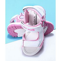 Cute Walk by Babyhug Velcro Sandals Logo Print - White
