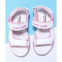 Cute Walk by Babyhug Velcro Sandals Logo Print - White