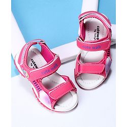 Cute Walk by Babyhug Velcro Sandals Logo Print - Fuchsia