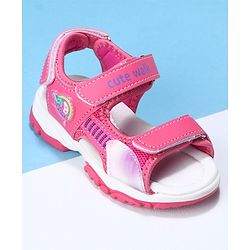 Cute Walk by Babyhug Velcro Sandals Logo Print - Fuchsia