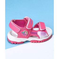 Cute Walk by Babyhug Velcro Sandals Logo Print - Fuchsia