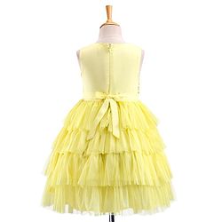 Babyhug Sleeveless Party Wear Frock With Lace - Yellow