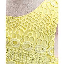 Babyhug Sleeveless Party Wear Frock With Lace - Yellow