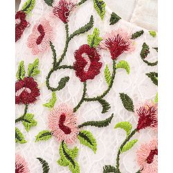 Babyhug Sleeveless Embroidered Party Frock - White
