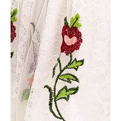 Babyhug Sleeveless Embroidered Party Frock - White