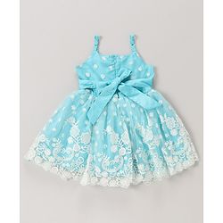 Babyhug Sleeveless Embroidered Party Frock - Blue